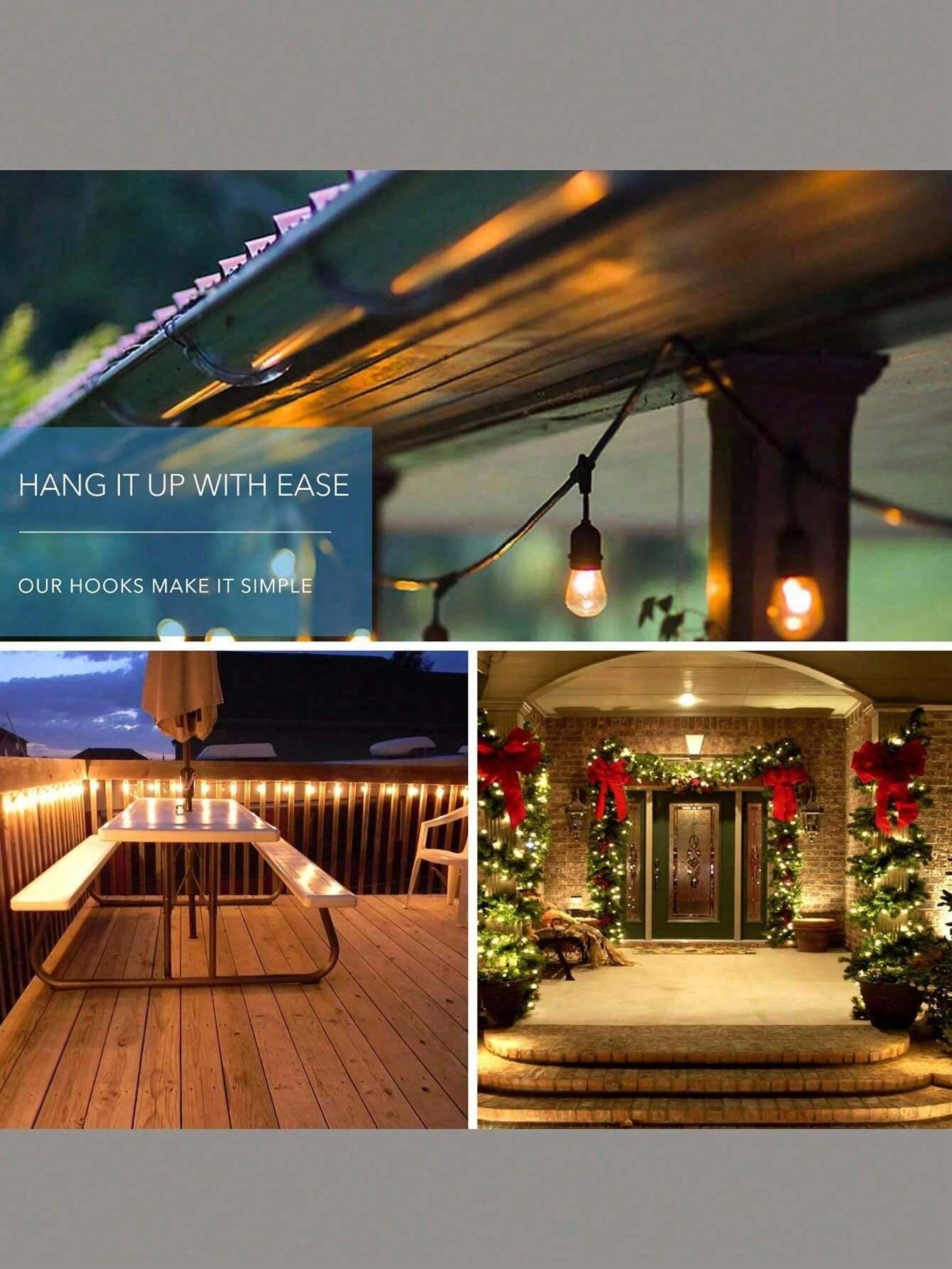 [10/20Pcs] Outdoor String Light Hooks with Adhesive – Waterproof & UV-Resistant Hanging Clips for Holiday Décor, Patio, Garden & Balcony