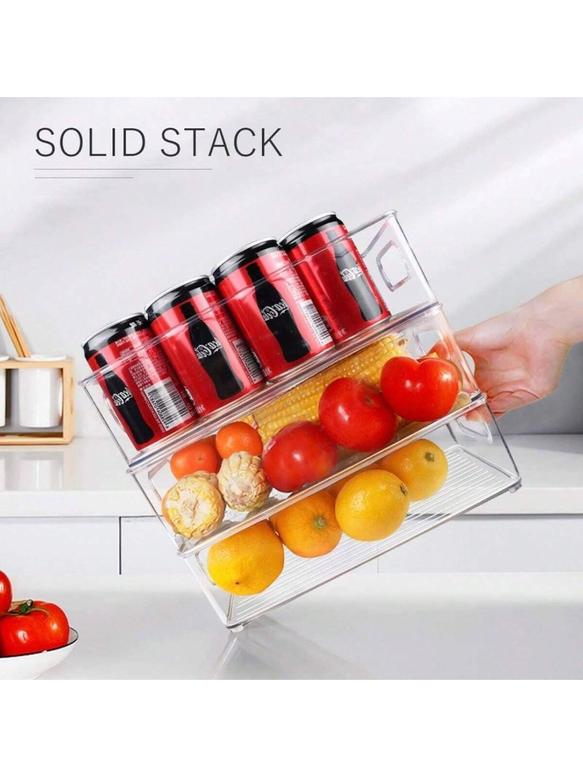 Stackable Refrigerator Organizer Bins – 3/6/9/12 Pack Clear PET Pantry Bins with Handles (3 Sizes)