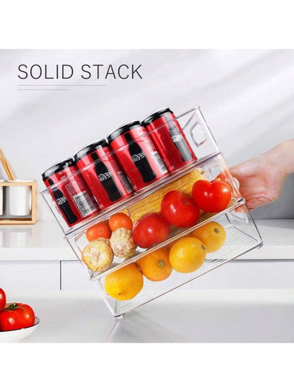 Stackable Refrigerator Organizer Bins – 3/6/9/12 Pack Clear PET Pantry Bins with Handles (3 Sizes)