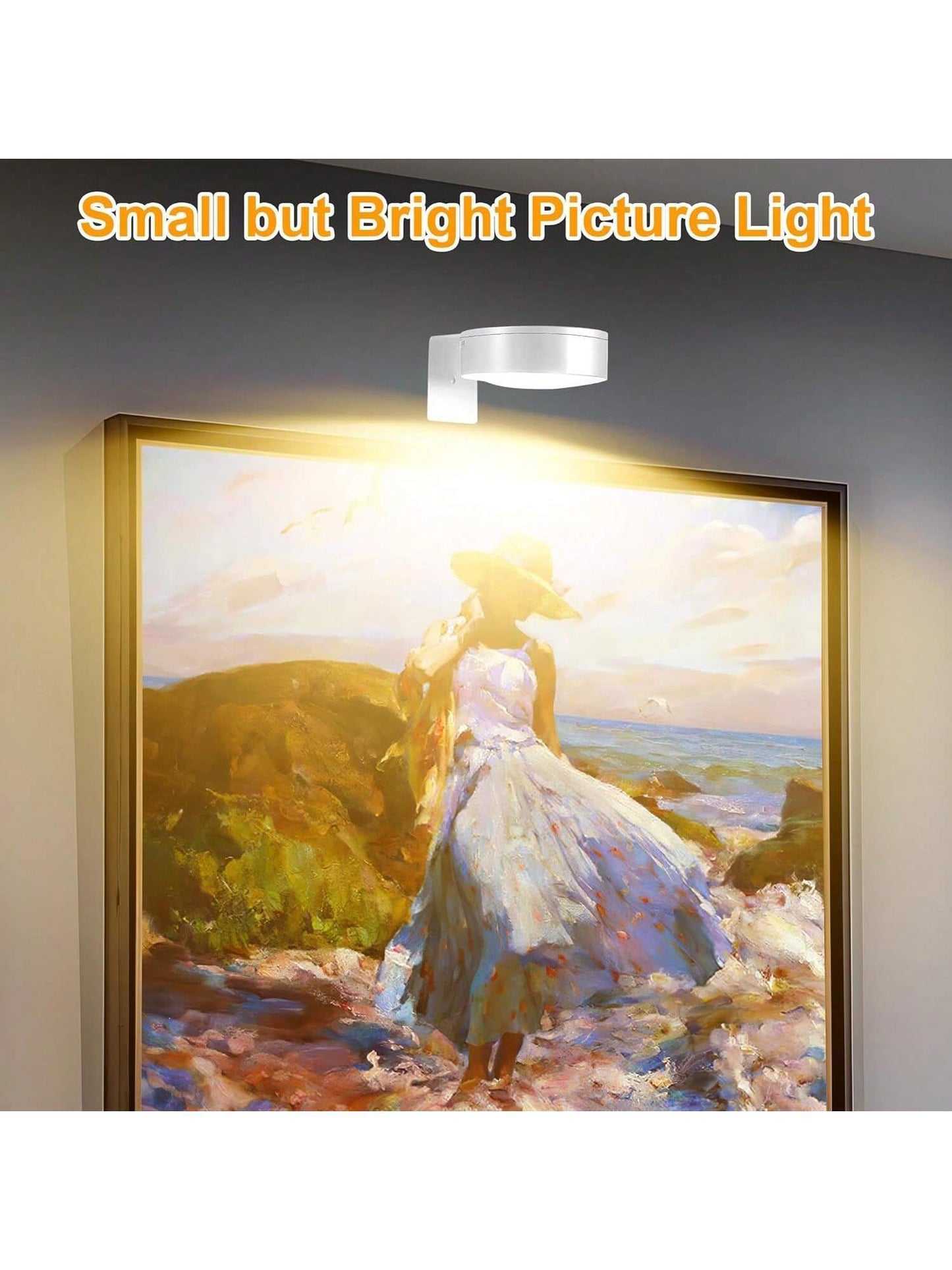 3Pcs Wireless LED Picture Lights – Battery Operated Art Display Lights with Remote, Dimmable & Timer Functions