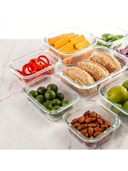24-Piece High Borosilicate Glass Meal Prep Containers with Steam Vent – Airtight Food Storage Set with Lids (Blue)