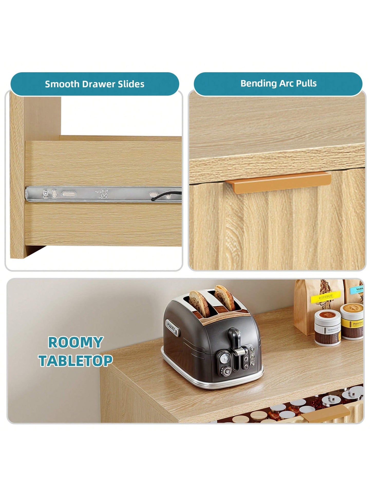 Sturdum Oak 6-Drawers Dressers Chest of Dresser with Waveform Panel, Wooden Closet Dressers Organizer for Home Decor, Bedroom, Living Room, Entryway