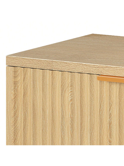 Sturdum Oak 6-Drawers Dressers Chest of Dresser with Waveform Panel, Wooden Closet Dressers Organizer for Home Decor, Bedroom, Living Room, Entryway