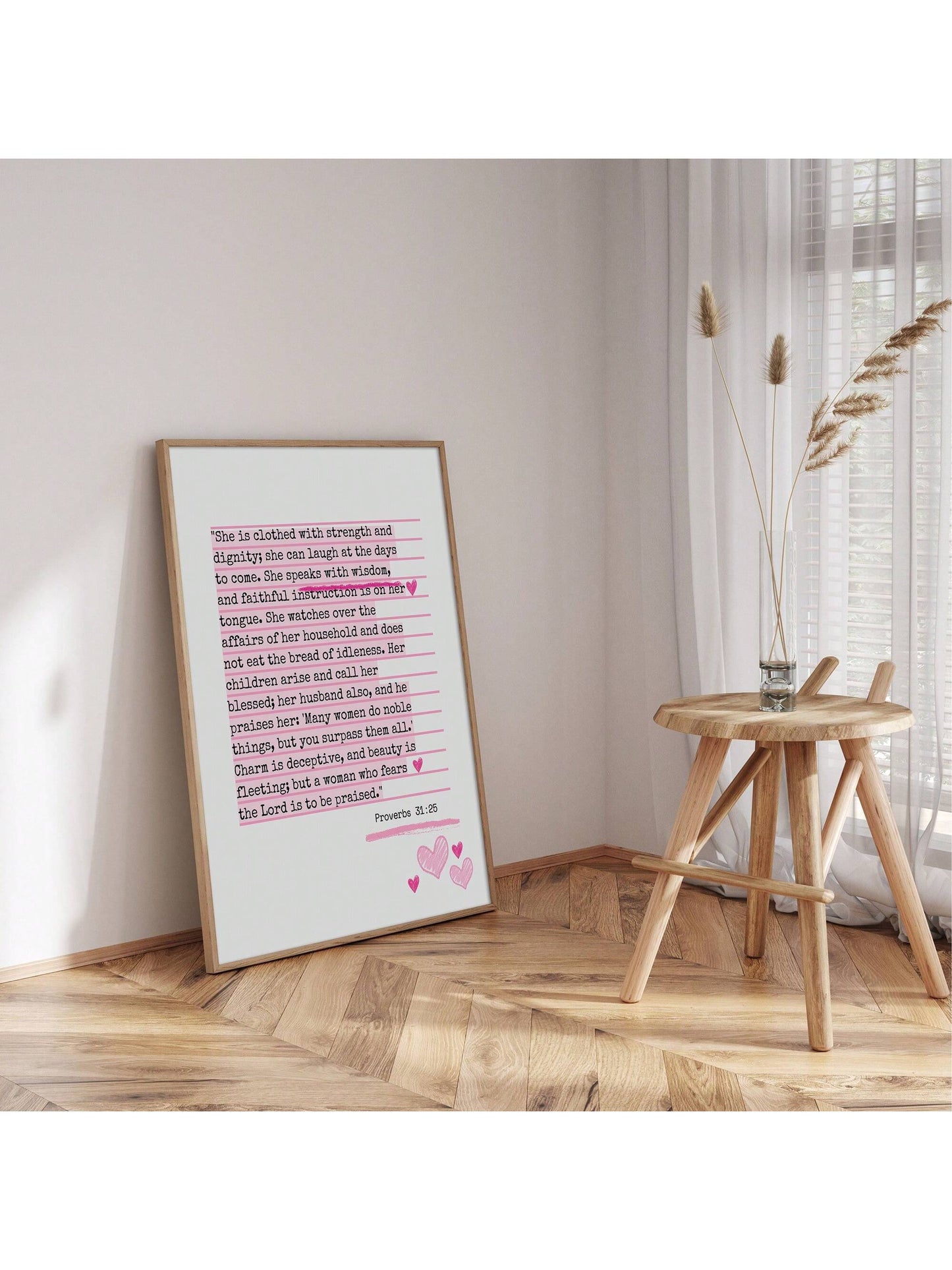 Modern Christian Scripture Wall Art – Pink Bible Verse Canvas Prints (Unframed, 1/3Pcs)