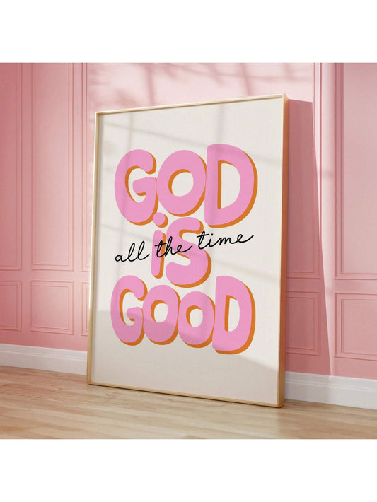 "God Is Good All the Time" Retro Christian Wall Art – Unframed Canvas Print