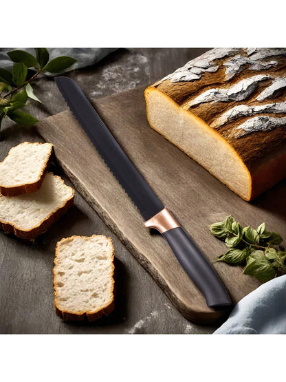 19-Piece Premium Silicone Kitchen Utensil & Knife Set – Heat-Resistant Tools with Wooden Handles + Chef Knives & Storage Stand, Black