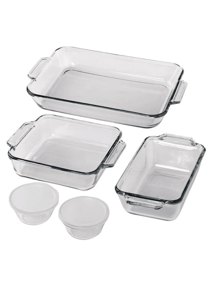 7-Piece Glass Baking Dish Set – Transparent Oven-Safe Glass Bakeware