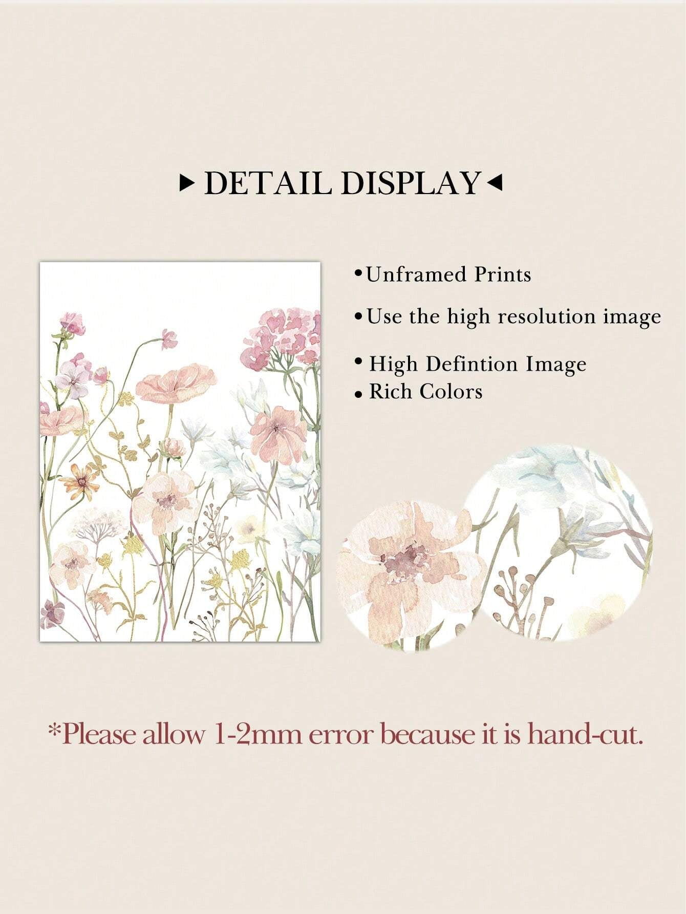 3-Piece Wildflowers Canvas Poster Set – Pink Botanical Wall Art Prints for Bedroom, Living Room & Office Decor (Unframed)