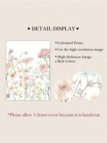 3-Piece Wildflowers Canvas Poster Set – Pink Botanical Wall Art Prints for Bedroom, Living Room & Office Decor (Unframed)