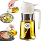 2-in-1 Olive Oil Dispenser & Sprayer – 16oz Glass Bottle for Cooking, Salad, BBQ (Black)