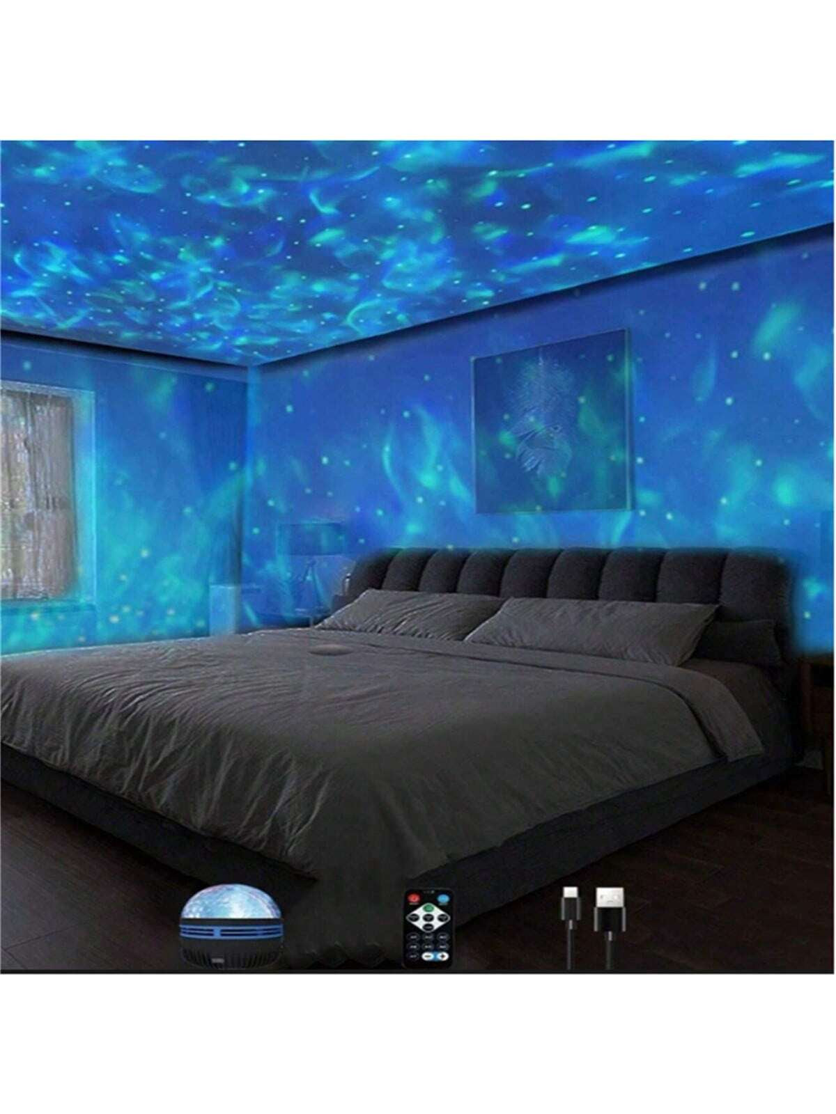 USB Ripple Projection Lamp – 7-Color Changing Ambient Light for Bedroom, Parties & Gifts