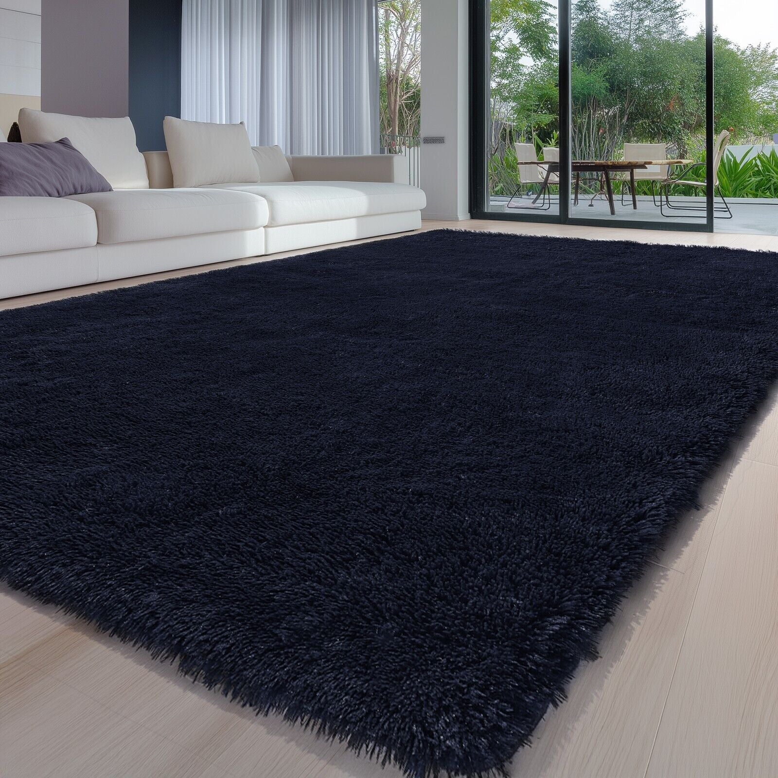 Large Grey Shaggy Area Rug – Ultra-Soft Fluffy Carpet with Non-Slip Bottom for Living Room & Bedroom