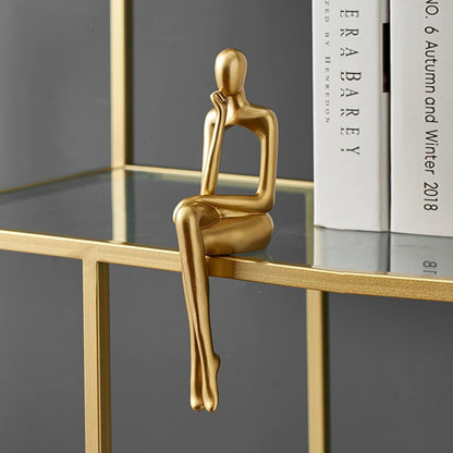 Gold Statue Home Decor - Modern Bookshelf & Desk Decor - 3 Piece Set