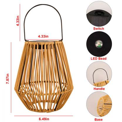 Solar Powered Outdoor Rattan Lantern – Waterproof LED Garden Light with Auto On/Off