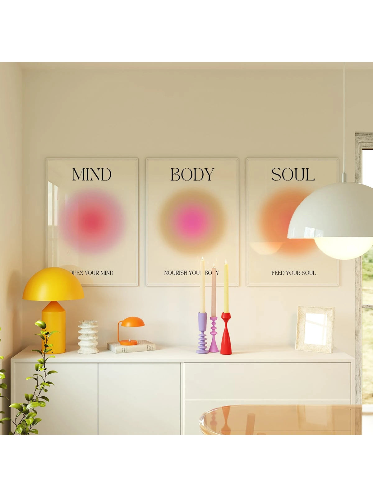 3-Piece Vintage Motivational Quote Wall Art Set – Grainy Gradient Aesthetic Canvas Prints (Unframed, Waterproof)