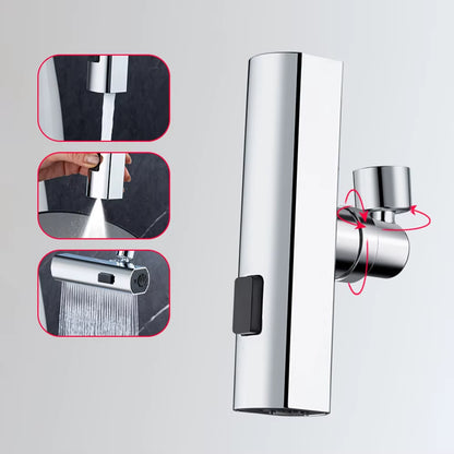 360° Swivel Waterfall Kitchen Faucet Extender – 3-Speed Universal Tap Sprayer for Sink, Bathroom & Basin