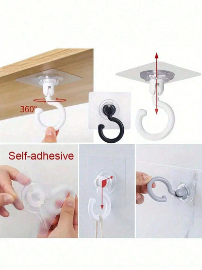 3Pcs Rotatable Ceiling Adhesive Hooks – No-Drill Sticky Hangers for Plants, Lanterns & Decor