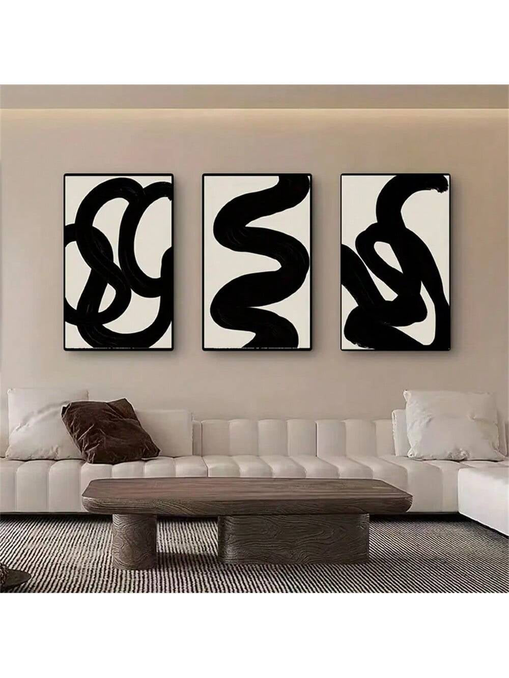 1/3Pcs Minimalist Black & White Canvas Art Set – Abstract Landscape Prints for Modern Living Room, Bedroom & Office