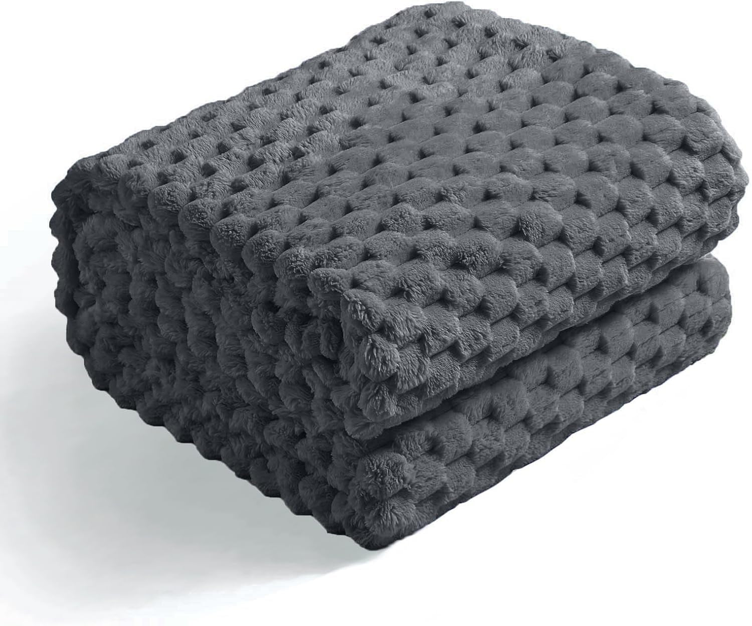 Flannel Fleece Throw Blanket(50X70 Inches), Big 3D Clouds Stylish Hexagon Jacquard Decorative Fuzzy Blankets for Household, Camping, and Travel, Super Soft Cozy, Burnt Orange
