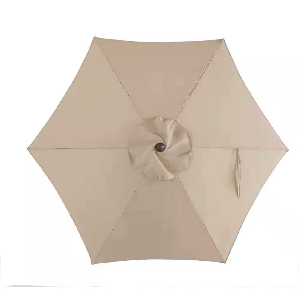 7.5 Ft. Riverbed Tan Steel Market Patio Umbrella – Fade-Resistant Outdoor Shade with Manual Lift