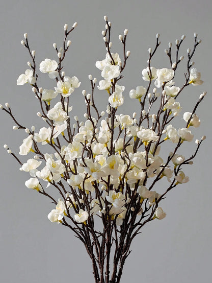 4/8Pcs Artificial White Plum Blossom Stems – 21.7" Faux Wintersweet Flowers for Home, Office & Event Decor