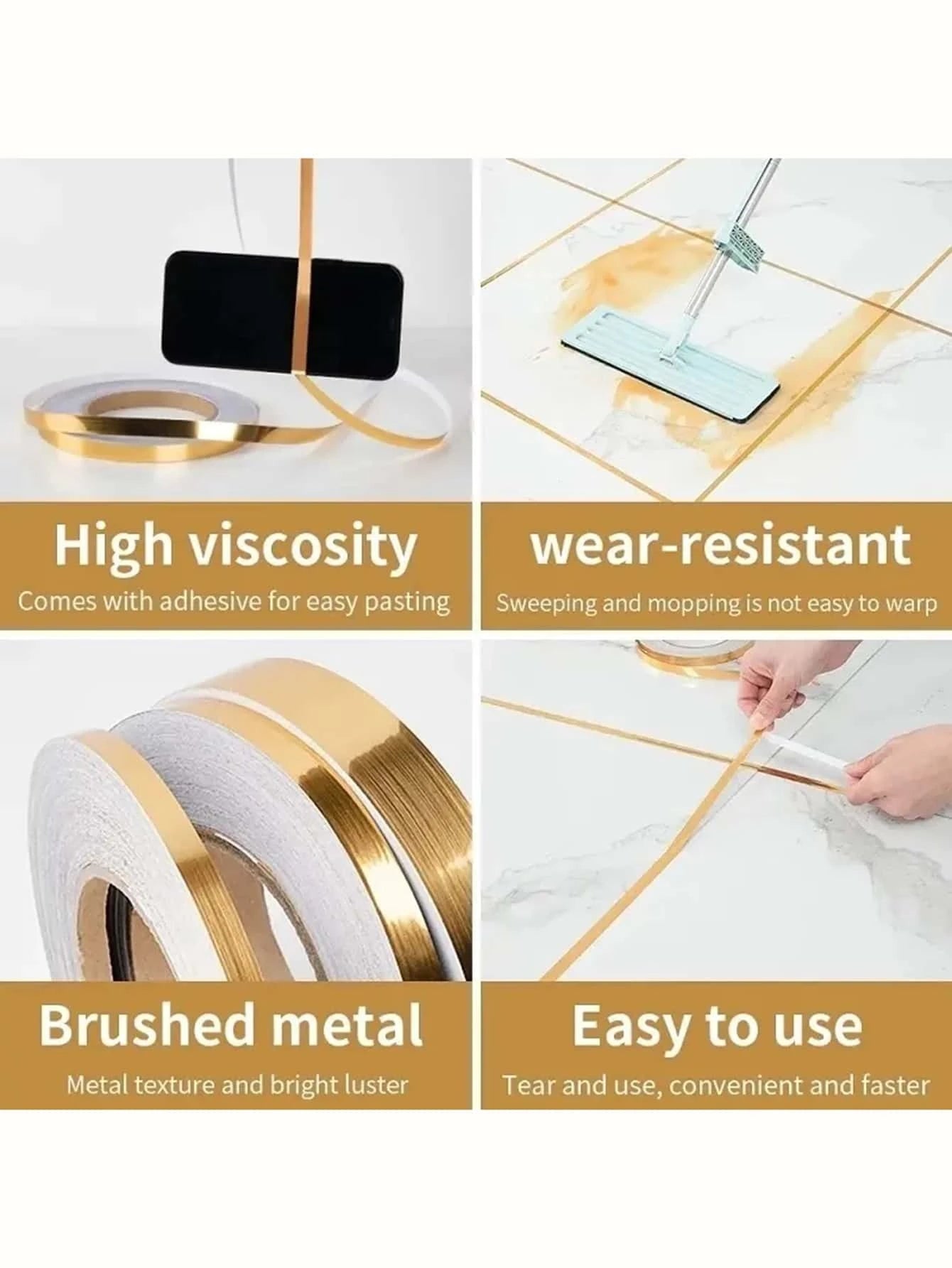Self-Adhesive Waterproof Caulk Strip – 50M Anti-Mold & Oil-Proof PET Sealant Tape for Floors, Walls & Home Decor