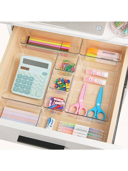 25-Piece Clear Multifunctional Drawer Organizer Box Set – 4 Sizes for Bathroom, Vanity, Kitchen, Office & More