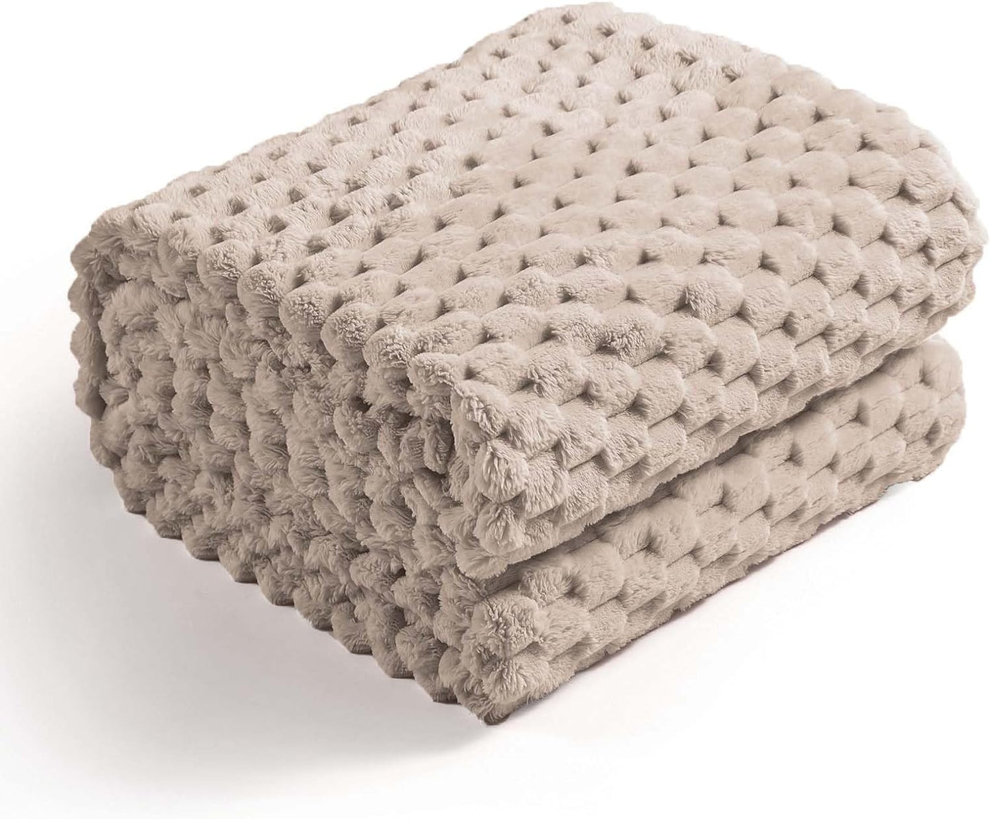 Flannel Fleece Throw Blanket(50X70 Inches), Big 3D Clouds Stylish Hexagon Jacquard Decorative Fuzzy Blankets for Household, Camping, and Travel, Super Soft Cozy, Burnt Orange