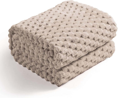 Flannel Fleece Throw Blanket(50X70 Inches), Big 3D Clouds Stylish Hexagon Jacquard Decorative Fuzzy Blankets for Household, Camping, and Travel, Super Soft Cozy, Burnt Orange