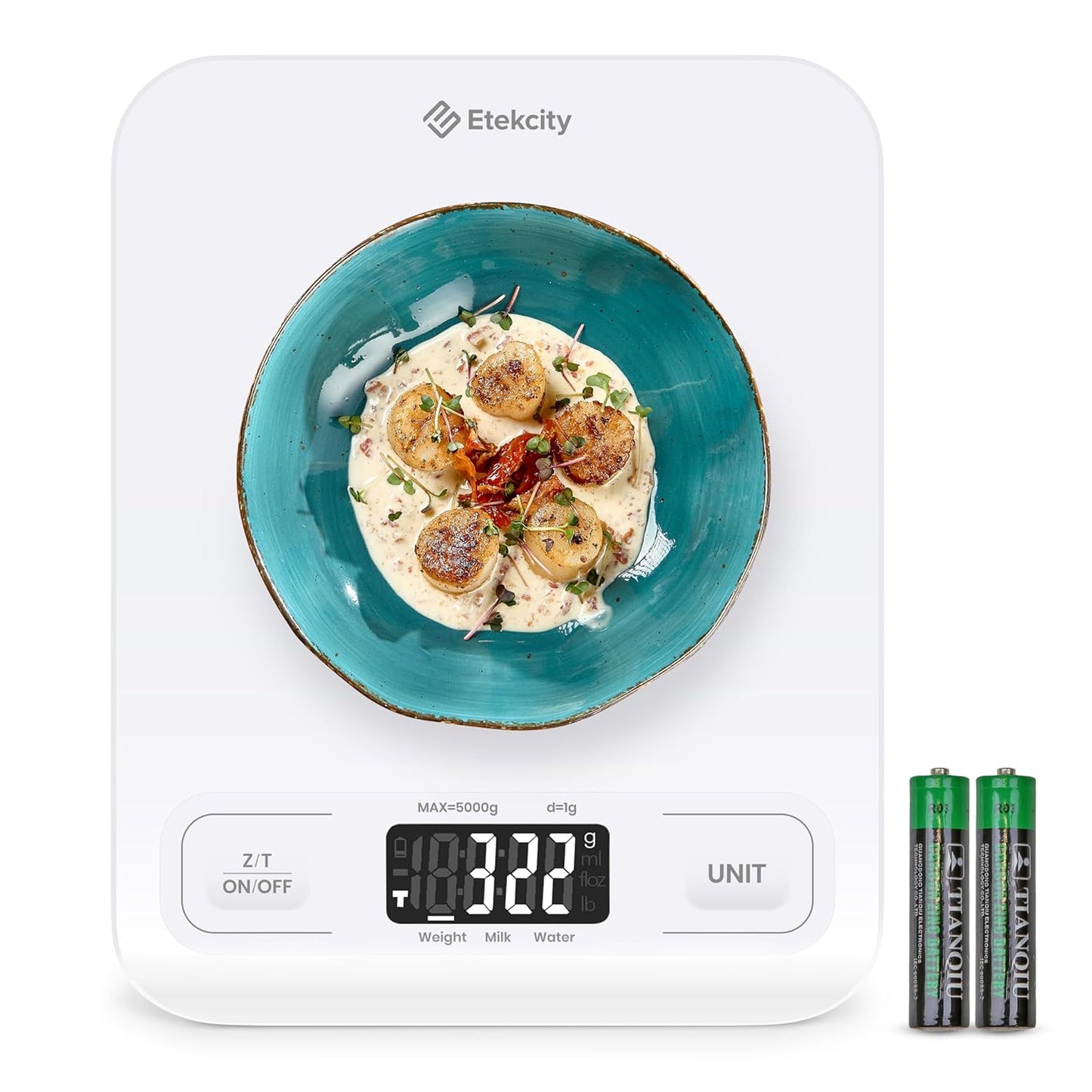 Digital Food Kitchen Scale – Stainless Steel with LCD Display, 5-Unit Modes, Tare Function & Batteries Included (11lb Capacity)
