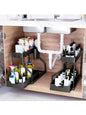 2-Pack Under Sink Organizers – 2-Tier Pull-Out Storage Drawers for Kitchen & Bathroom, Space-Saving and Durable (Black)