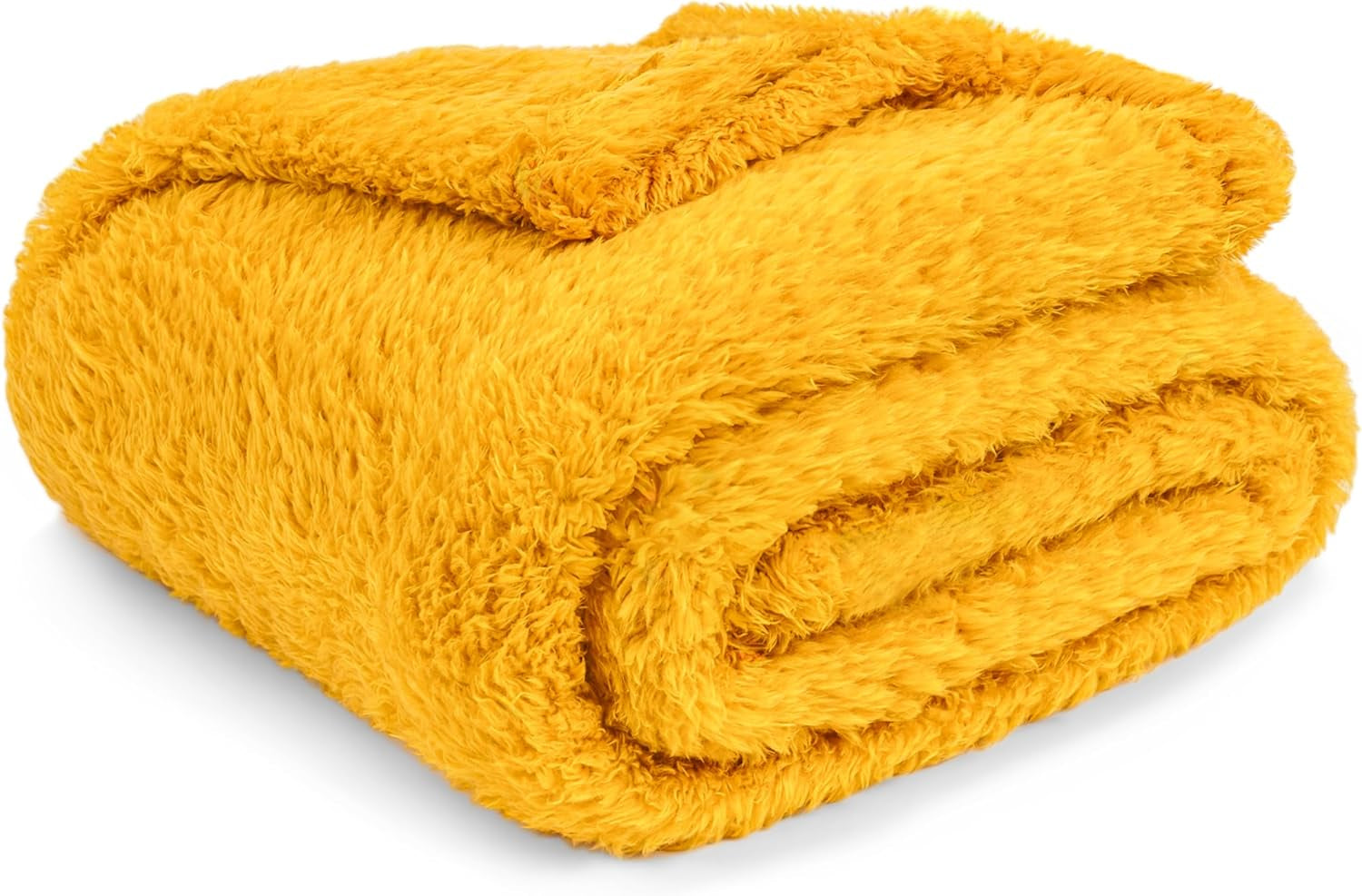 Yellow Gold Sherpa Fleece Throw Blanket – 50x60” Cozy, Lightweight & Plush Decorative Blanket for Sofa, Bed & Travel