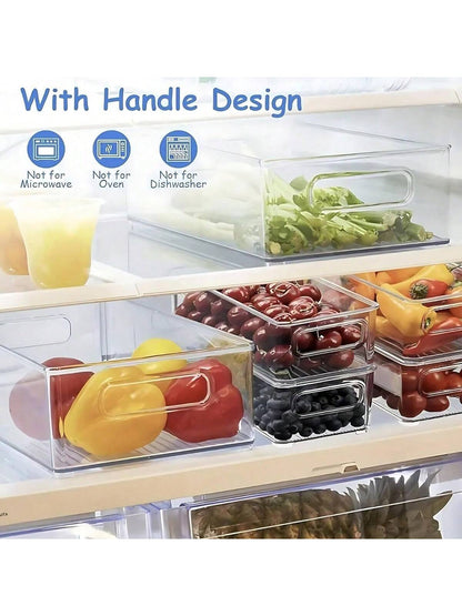Stackable Refrigerator Organizer Bins – 3/6/9/12 Pack Clear PET Pantry Bins with Handles (3 Sizes)