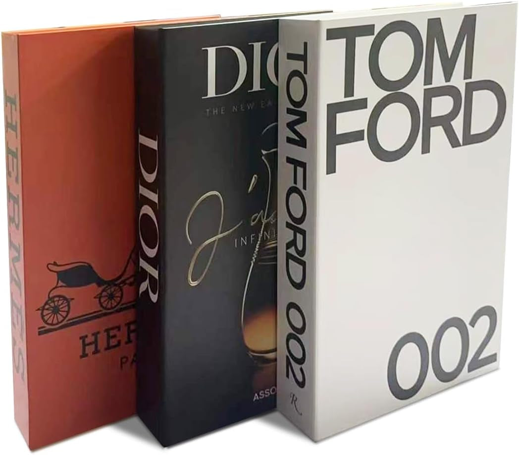 Chic Faux Book Set for Stylish Home Decor - Preppy Aesthetic Collection (Set of 3) (Orange, White, Balck)