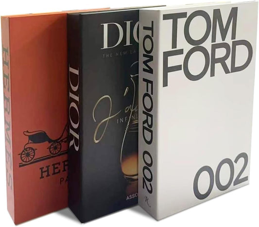 Chic Faux Book Set for Stylish Home Decor - Preppy Aesthetic Collection (Set of 3) (Orange, White, Balck)