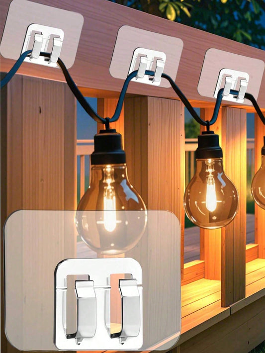 [10/20Pcs] Outdoor String Light Hooks with Adhesive – Waterproof & UV-Resistant Hanging Clips for Holiday Décor, Patio, Garden & Balcony