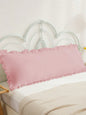Coral Pink Ruffle Trim Pillowcase – Soft & Skin-Friendly Solid Color Bed Cover (No Filler)