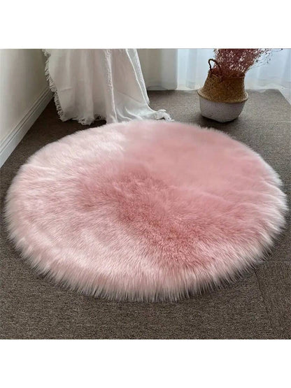 Fluffy Round Plush Carpet – Soft Long Shag Rug for Living Room & Home Decor, Machine Washable