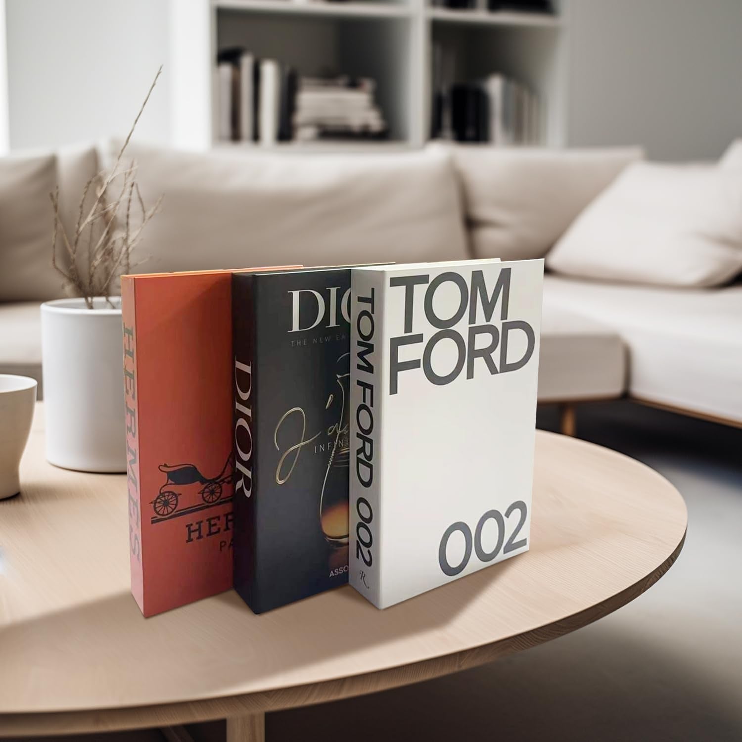 Chic Faux Book Set for Stylish Home Decor - Preppy Aesthetic Collection (Set of 3) (Orange, White, Balck)