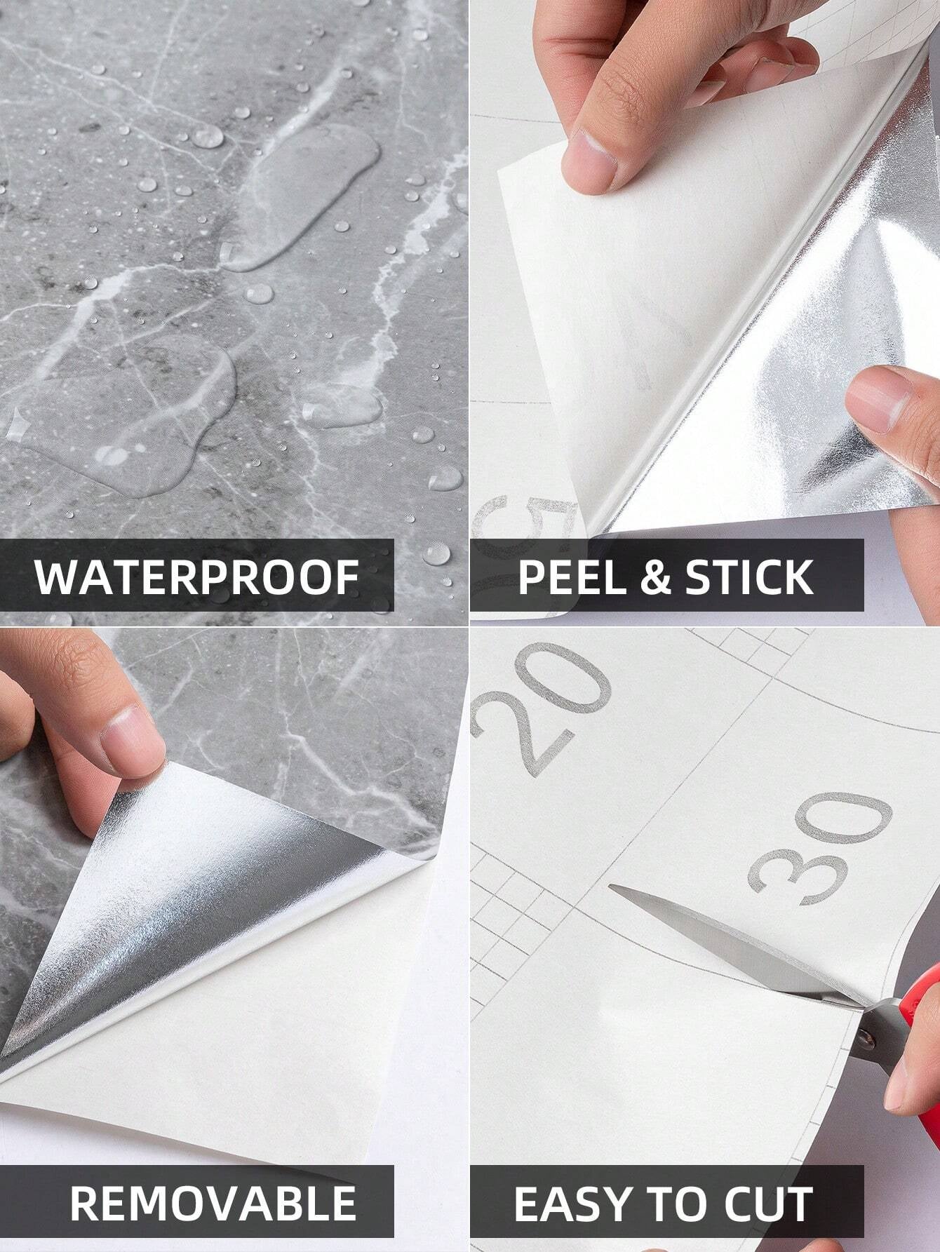 Waterproof Marble Wall Sticker Roll – Removable PVC Wallpaper for Bathroom, Toilet, Shower Room & Floor Renovation