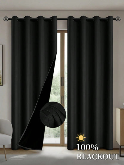 Blackout Thermal Curtain Panels – Insulated Grommet-Top Drapes for Living Room, Bedroom & More (1Pc/2Pcs)