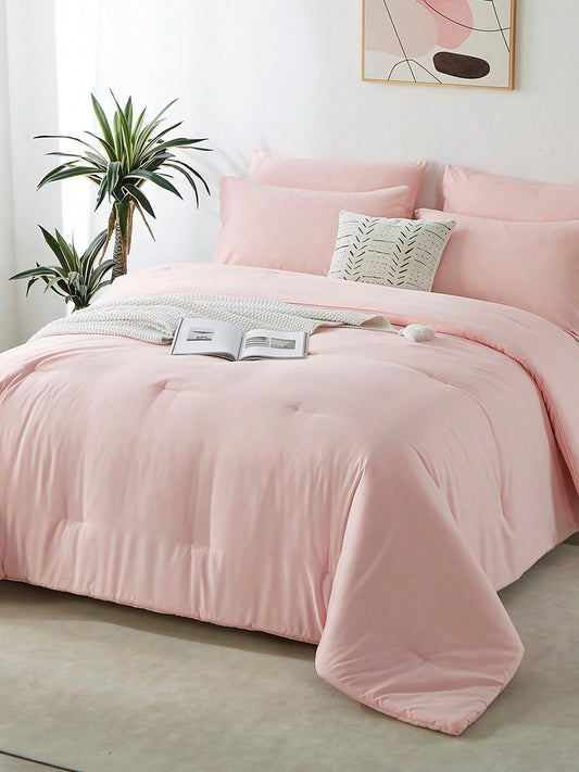 2/3-Piece Super Soft Pink Comforter Set – Queen Size Bedding for All Seasons