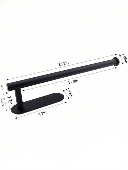 1PC Punch-Free Black Wall-Mounted Tissue Rack – Self-Adhesive & Multifunctional Storage Solution