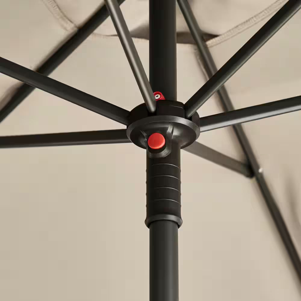 7.5 Ft. Riverbed Tan Steel Market Patio Umbrella – Fade-Resistant Outdoor Shade with Manual Lift