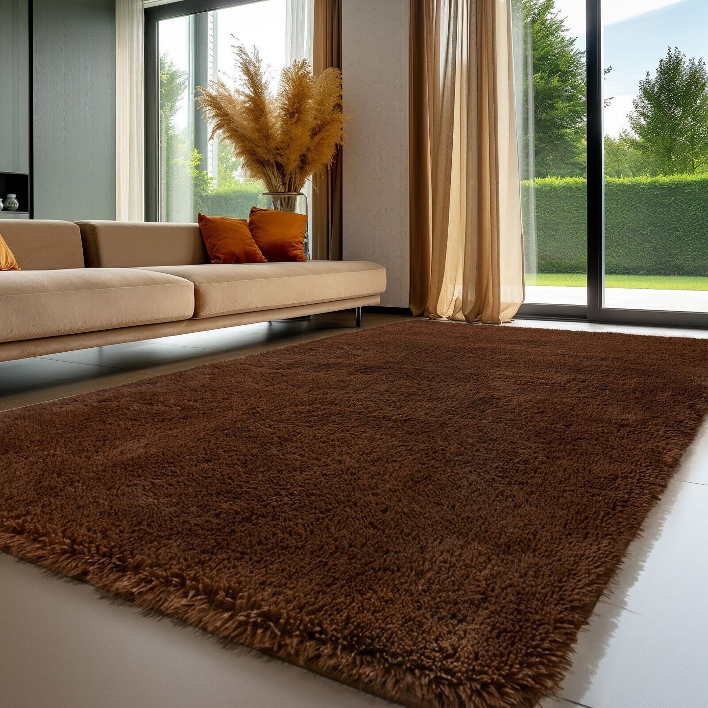 Large Grey Shaggy Area Rug – Ultra-Soft Fluffy Carpet with Non-Slip Bottom for Living Room & Bedroom