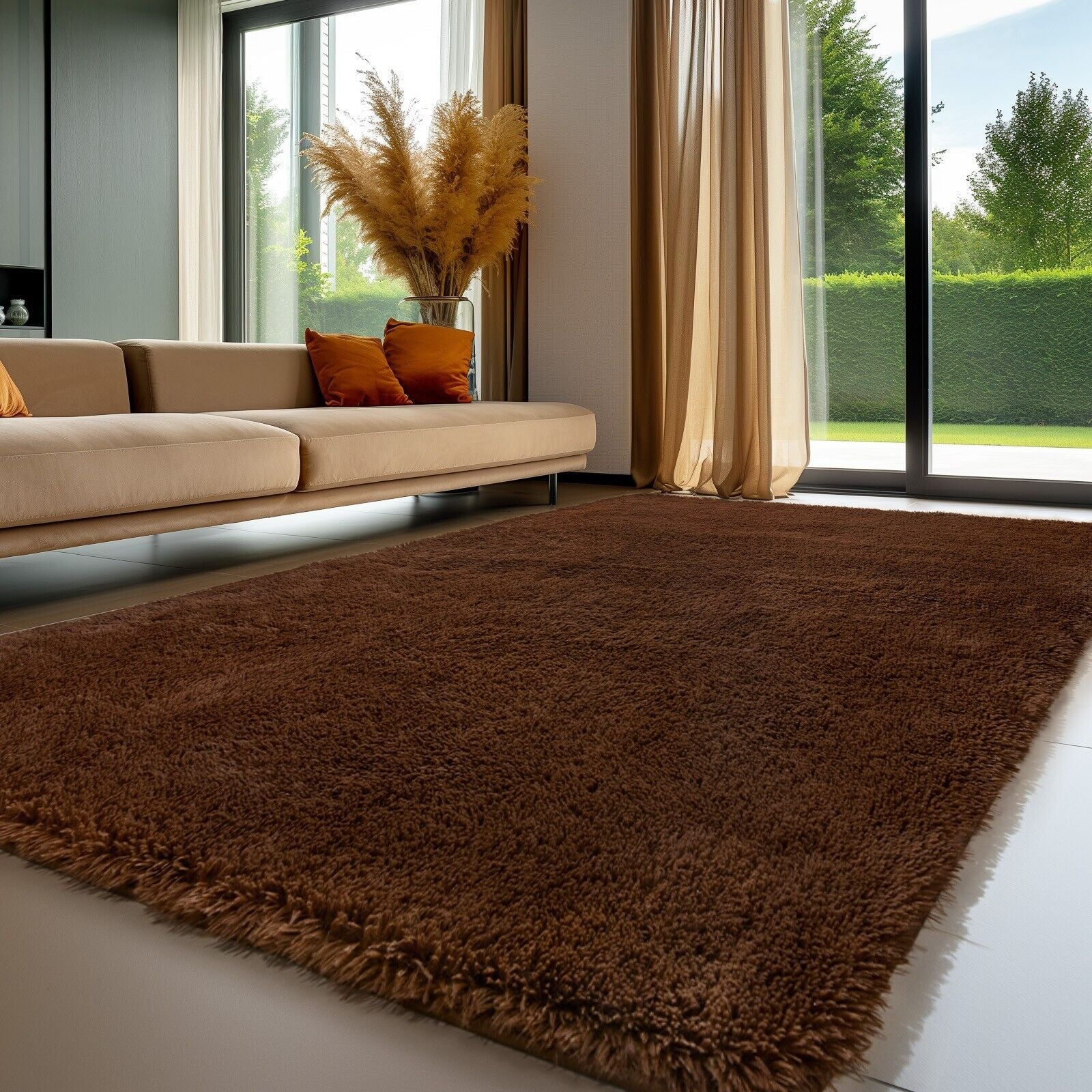 Large Grey Shaggy Area Rug – Ultra-Soft Fluffy Carpet with Non-Slip Bottom for Living Room & Bedroom