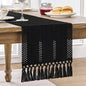 Macrame Style Boho Table Runner – Burnt Ochre (12x48”), Farmhouse Woven Fall Decor with Fringed Edges