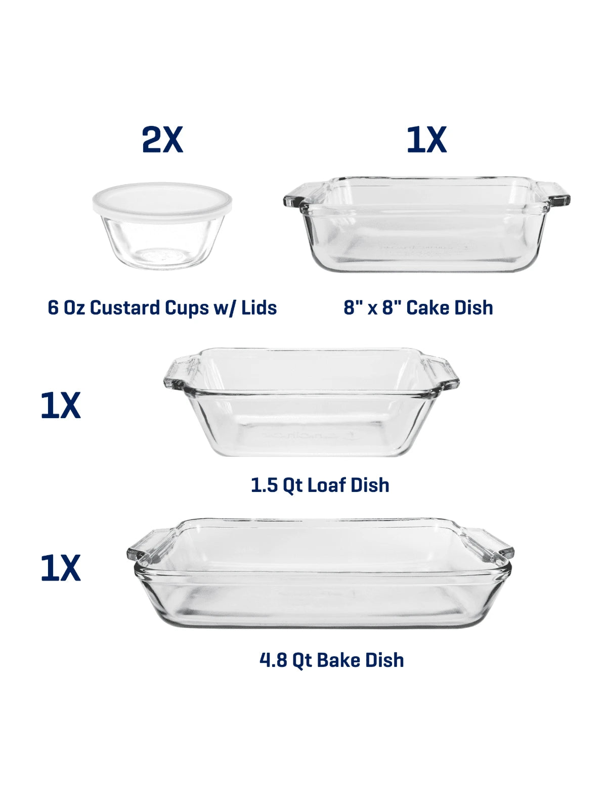 7-Piece Glass Baking Dish Set – Transparent Oven-Safe Glass Bakeware