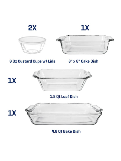 7-Piece Glass Baking Dish Set – Transparent Oven-Safe Glass Bakeware