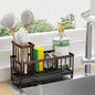 Black Stainless Steel Kitchen Sink Caddy – Rotatable Spout Sponge Holder with Brush Organizer & Soap Storage
